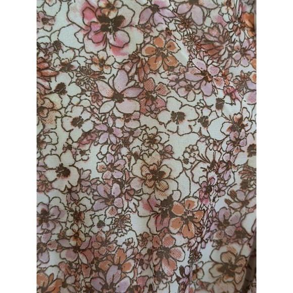 Japna Pink/Peach Floral Print Long Sleeve Tiered Faux Wrap Mini Dress, Sz Small - Picture 8 of 8